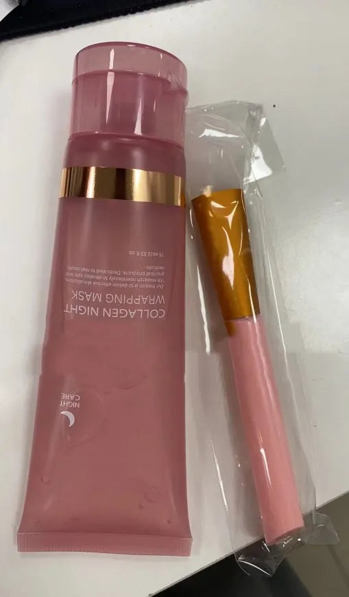 75ml collagen night face mask bottle with application brush for overnight skincare