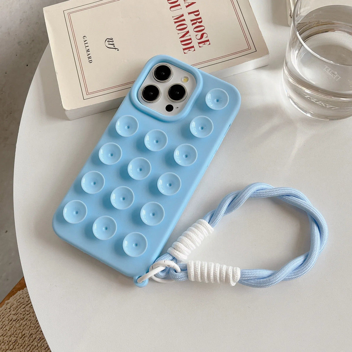 Silicone phone case with suction cup lanyard in RW Black Shell for iPhone models