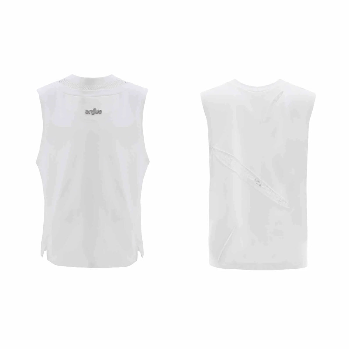 Hollow mesh sleeveless vest with metal decoration, washed cotton blend, slim fit, black grey white, Asian sizes L M XL