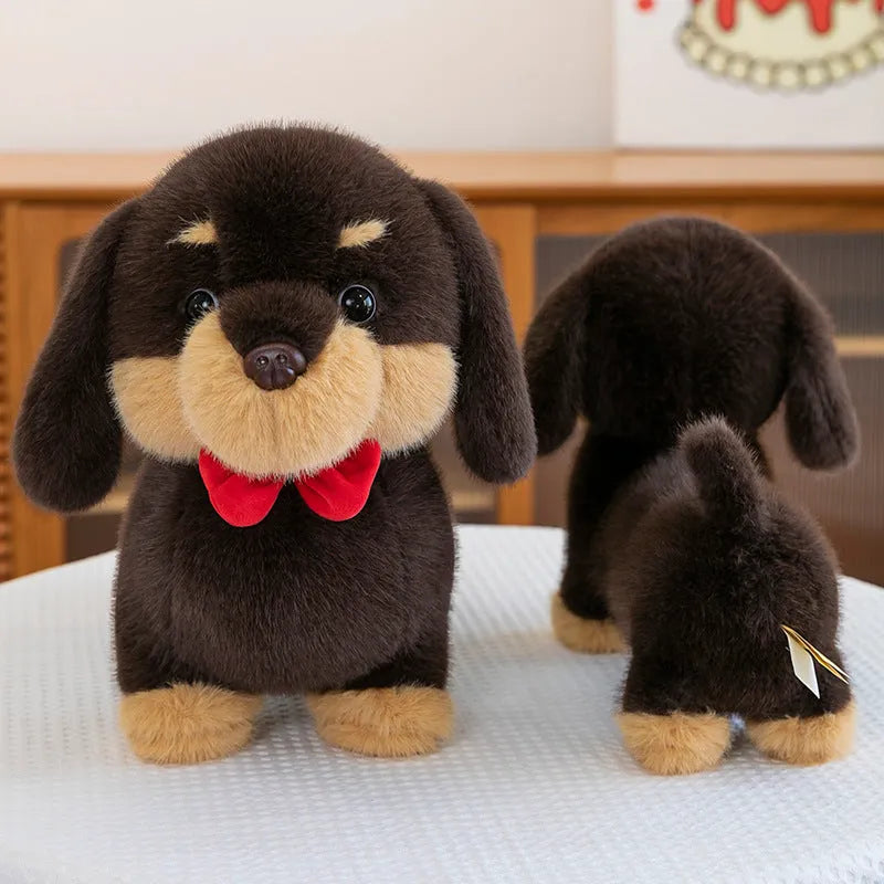 Cute sausage dog long plush pillow toy in 35cm, 45cm, and 65cm sizes for leg support and sleeping