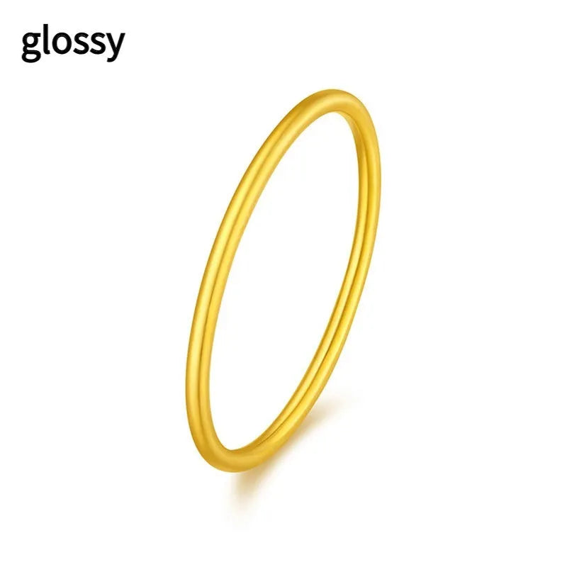 Gold plated brass women's ring in bracelet, twist, matte, and glossy styles showing UK size options.