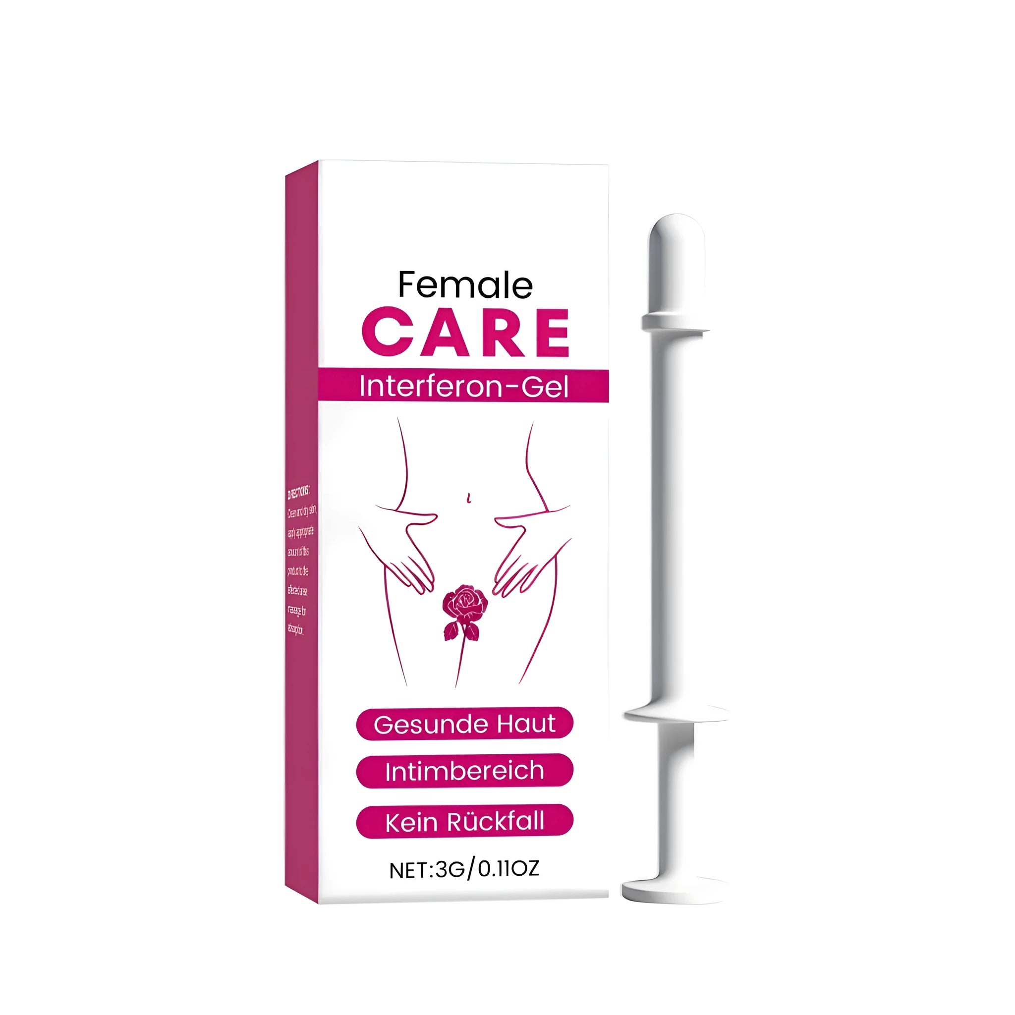 3 gram container of female intimate care gel with artemisia argyi, witch hazel and tea tree oil