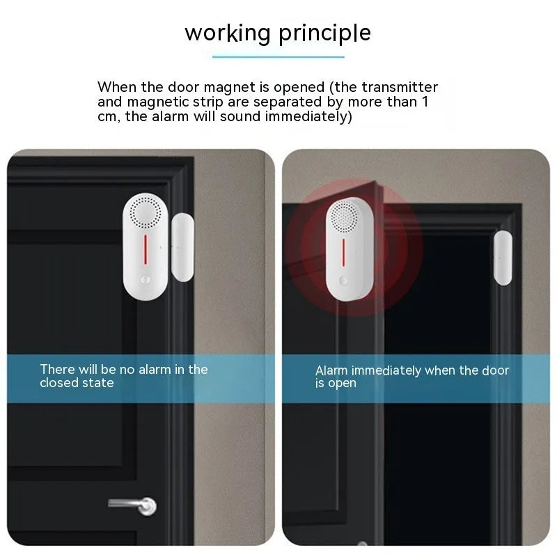 WiFi door magnetic sensor alarm unit with wireless connectivity for smart home security systems