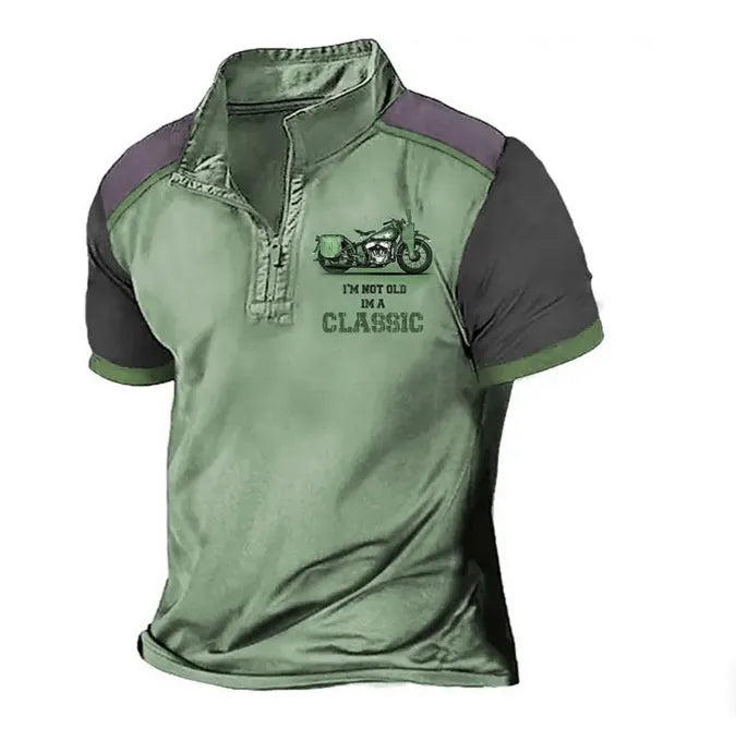 Solid colour golf polo shirt with 3D digital printing and loose fit pullover design