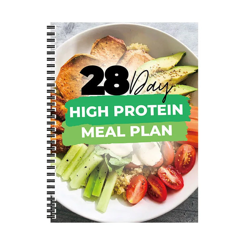 28-day high-protein diet plan book in paper, 21cm x 28.5cm, cover colour 28Day Dietary Plan