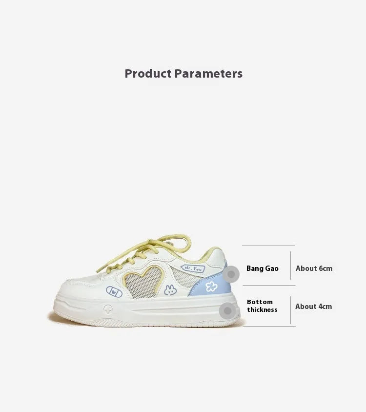 Meow Rabbit Sea Salt Cheese mesh sneakers with cross straps and thick rubber soles