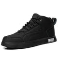 Men's white mid-top sports board shoes with lace-up front and rubber sole
