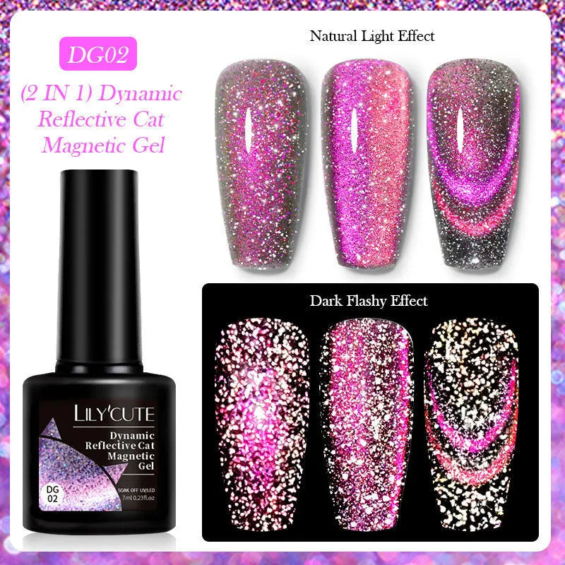 Cat eye series nail polish gel with diamond fragments and glitter in six colour options