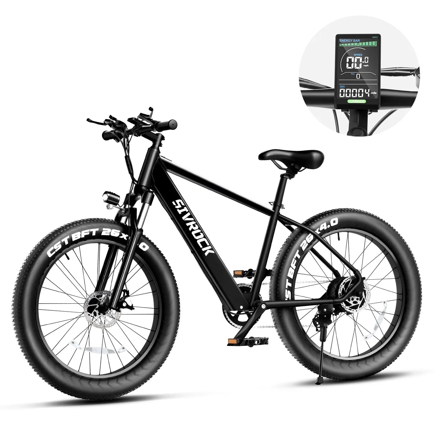 SIVROCK V1 professional electric bike with 26x4.0 fat tyres, 1000W motor, aluminium frame, LCD display and disc brakes