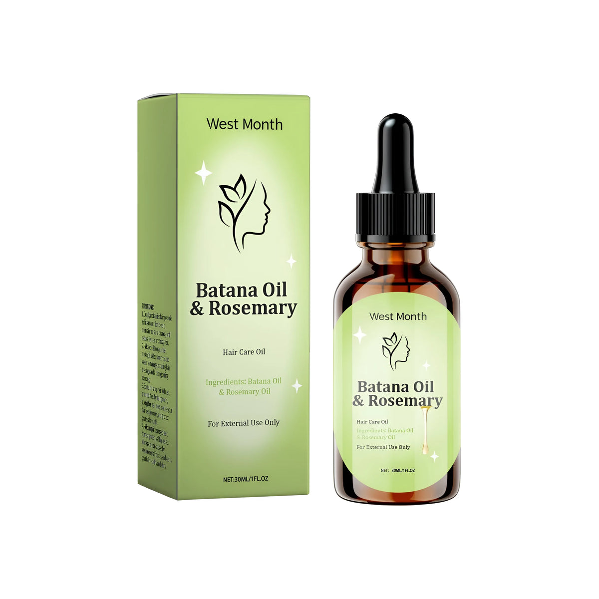 30ml hair growth oil bottle with rosemary, mint, olive oil and vitamin E, 2.8*2.8*10.3cm scalp treatment
