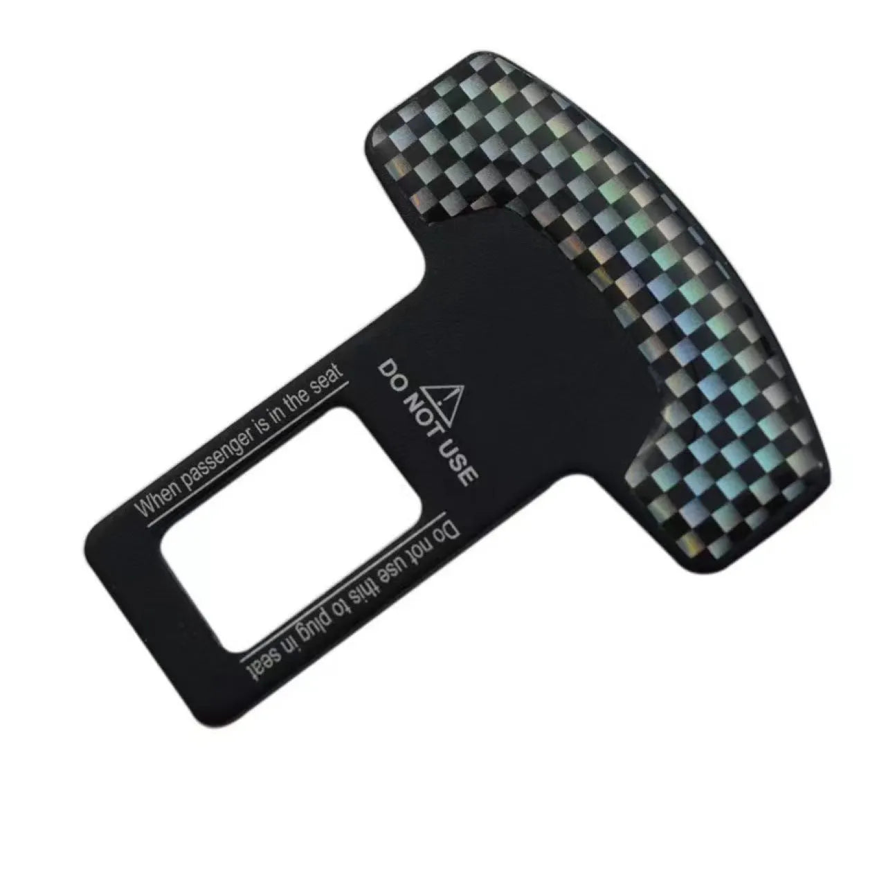 Aluminium alloy bottle opener keychain with a frosted carbon fibre finish and a 2.1cm pick head.