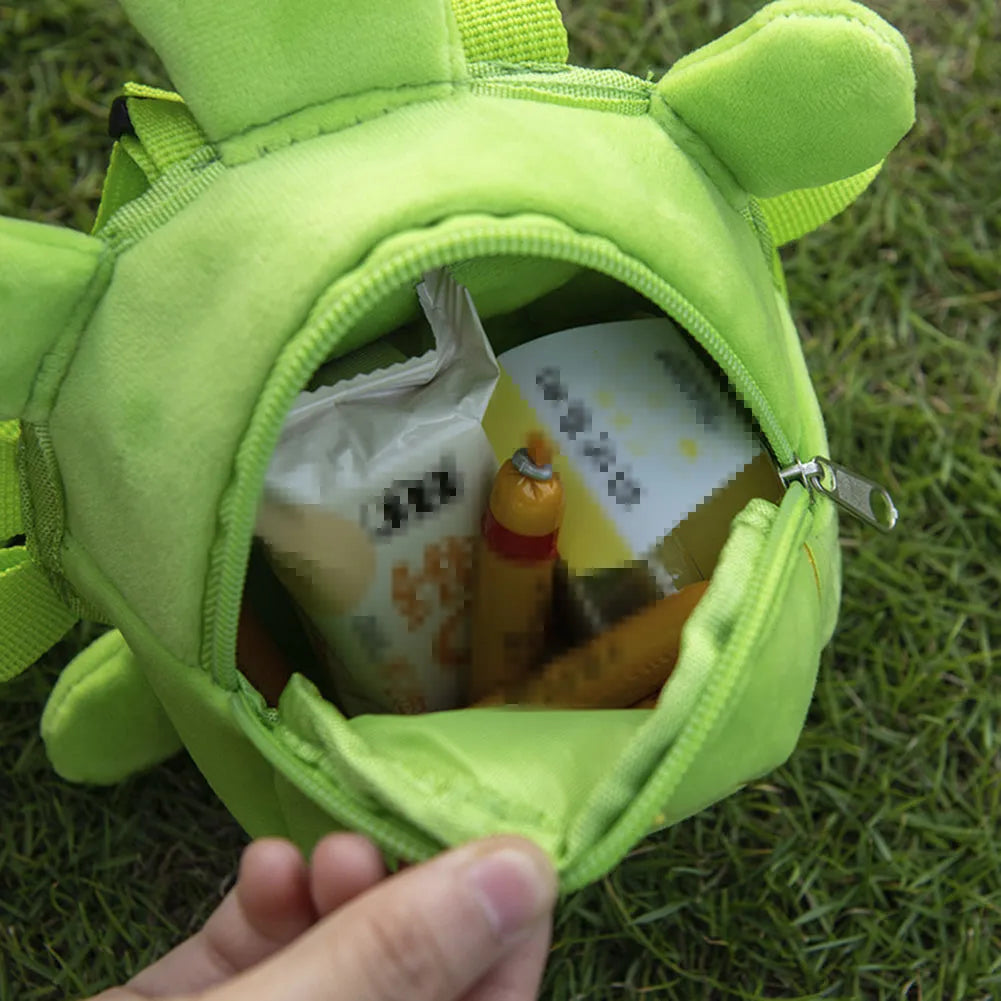 Turtle-shaped velvet dog backpack vest with metal zipper and harness in brown, green, grey, or yellow