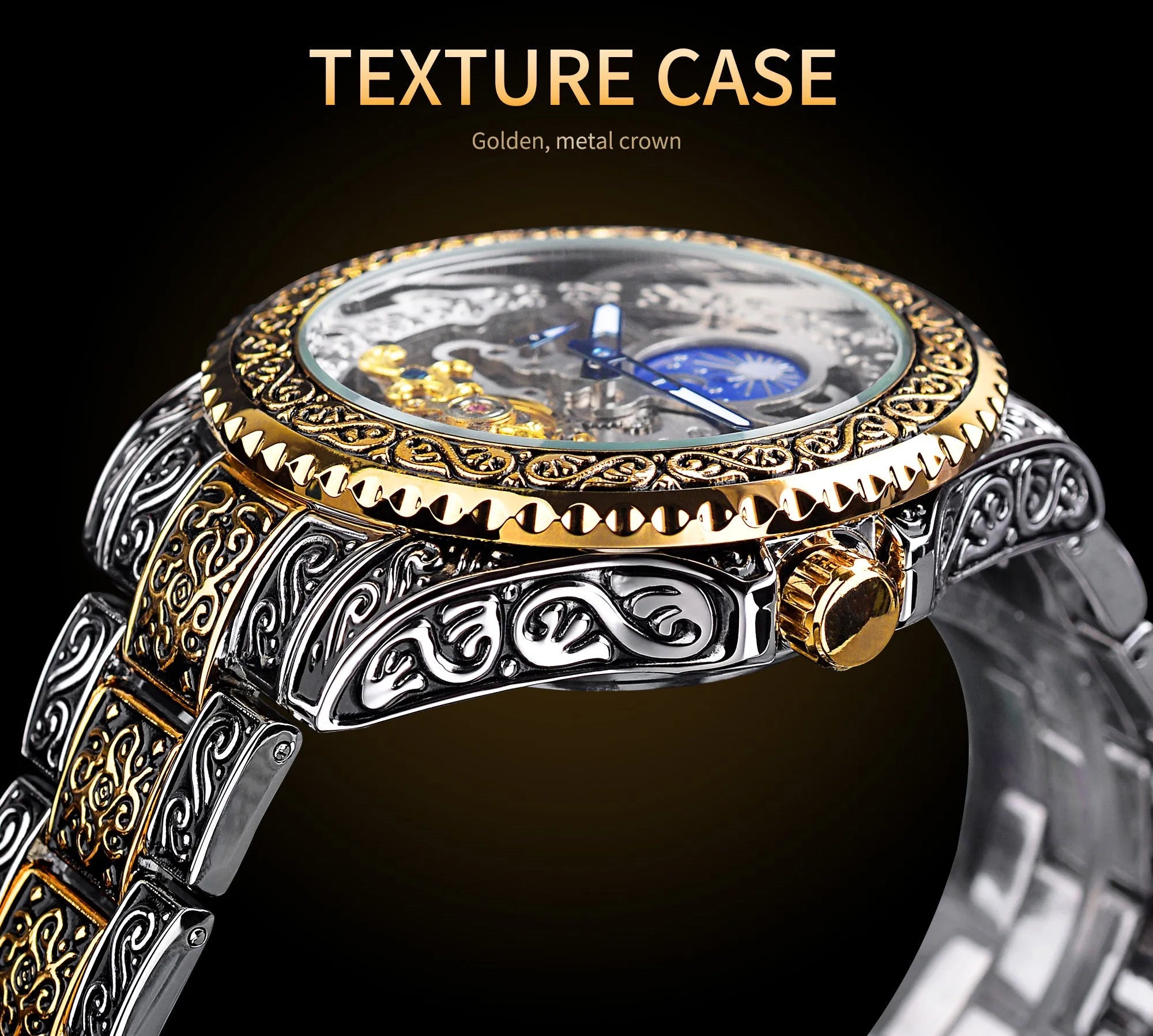 Forsining skeleton tourbillon mechanical watch with stainless steel case and band