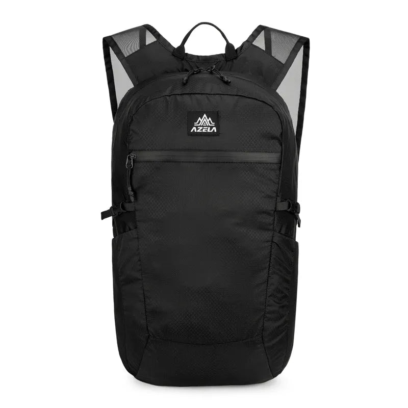 AZELA lightweight lime green backpack with multiple pockets and mesh straps on a plain background