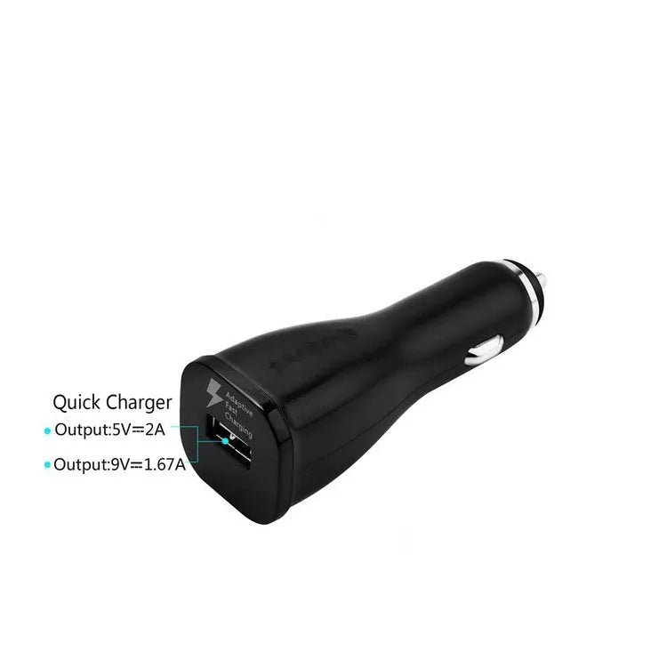 White QC2.0 single port USB car charger for vehicle smartphone charging