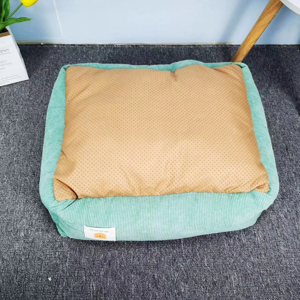 Light blue soft cloth pet winter nest for dogs and cats, showing plush velvet interior.