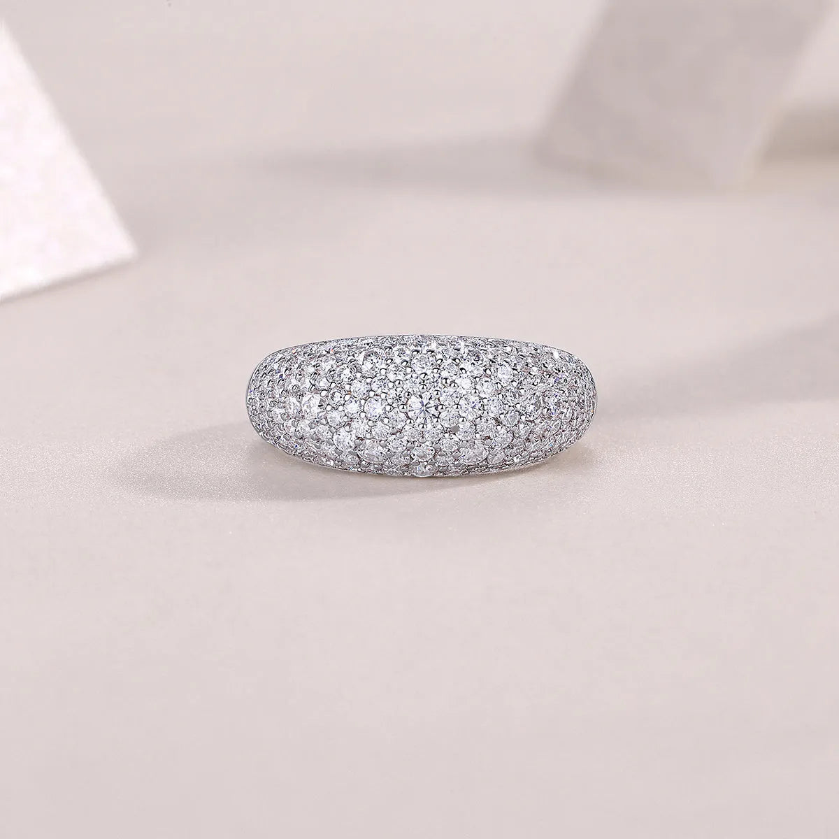 Moonlit Night Stars moissanite wedding ring set in platinum-plated S925 silver, gift boxed