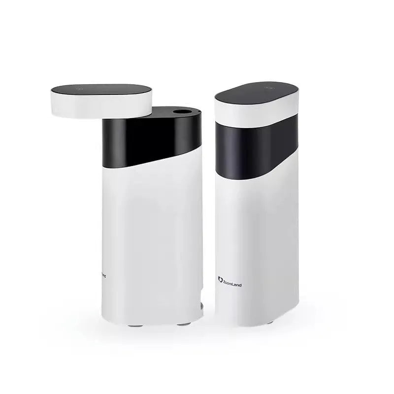Black and green desktop water dispenser with temperature control settings and nano heating film