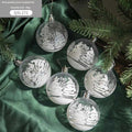 Set of six transparent 6cm acrylic Christmas ball ornaments with hand-painted colour, modern simple style