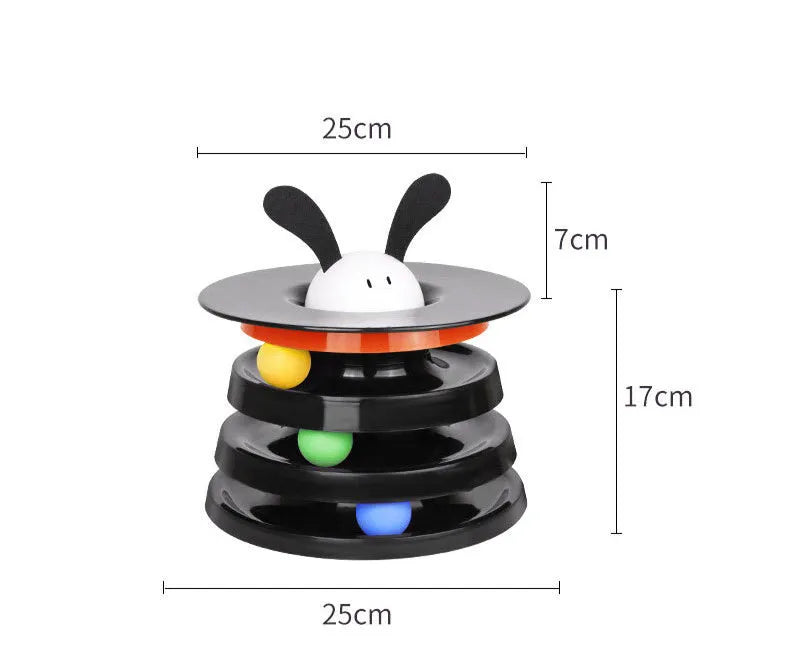 Rotating four-layer cat plate interactive educational toy in black, pink or purple for boredom relief