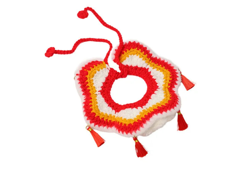 New Year pet scarf collar for cats and dogs in festive designs, available in sizes S and M