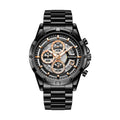 Men's waterproof luminous quartz watch with steel band in three colour options