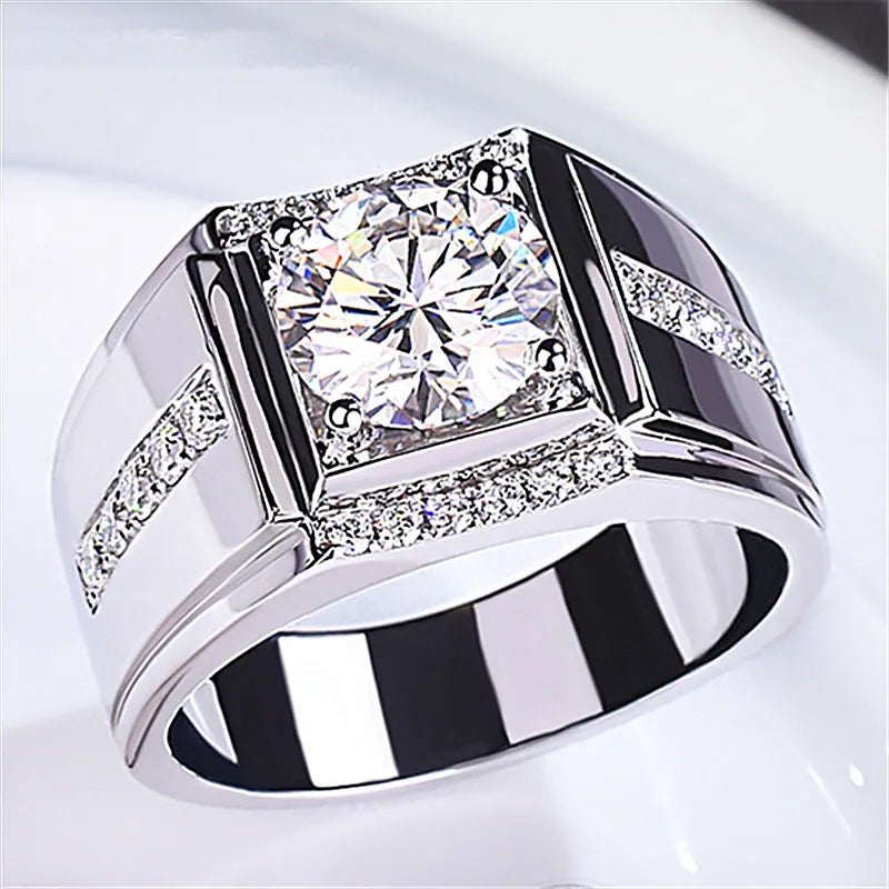 Men's geometric diamond ring with adjustable opening in rose gold, gold or platinum colours
