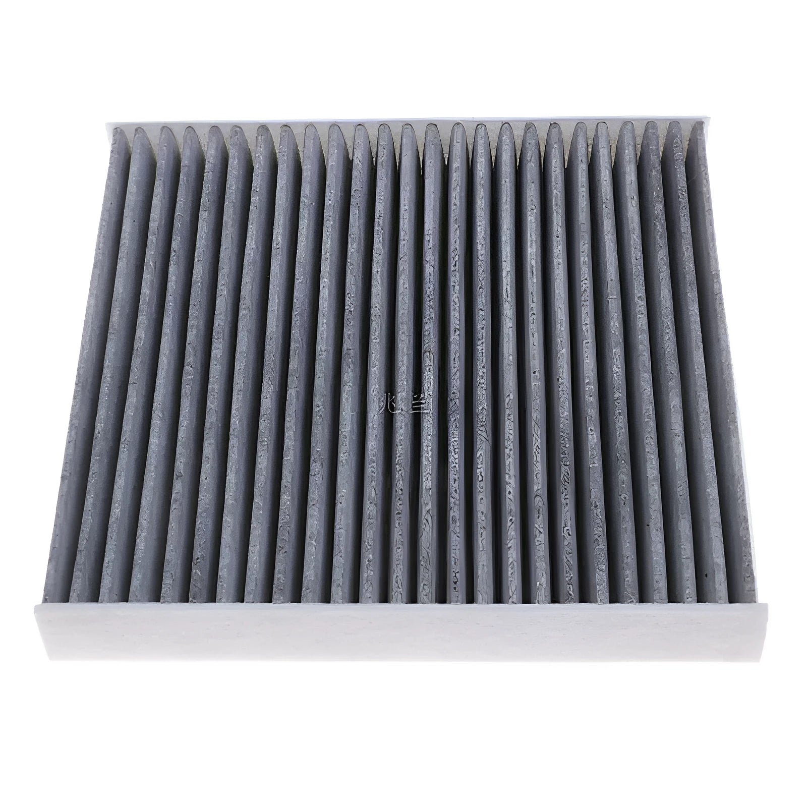 Grey plastic air conditioning filter grid for Geely cars measuring 215mm by 210mm by 30mm.