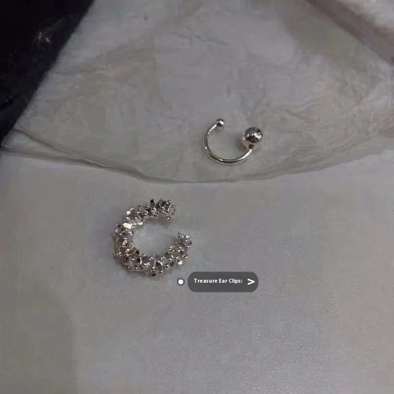 Geometric alloy ear clip earrings with irregular frosty B4710# design for women