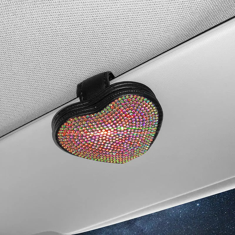 PU leather magnetic car sun visor clip for sunglasses and tickets in multiple colour options.