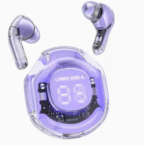 ACEFAST Small Crystal Color 2 Bluetooth Headset in alfalfa purple with silicone protective cover and lanyard