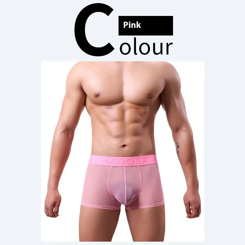 Men's thin invisible breathable boxers in multiple colours showing quick-drying polyester fabric