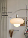 Milk white Bauhaus pendant light with three egg tart-shaped glass shades for bedroom or dining room