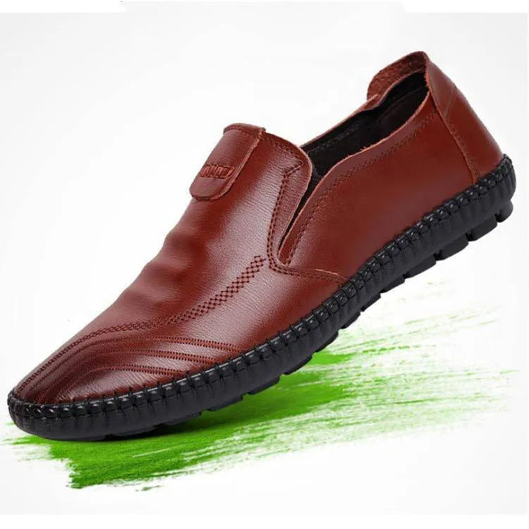 Men's casual workwear shoes in black or brown with artificial PU upper, sizes 39-44, 0.5kg lightweight pair