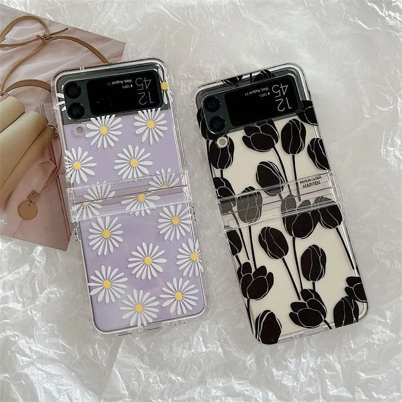 Flower design phone case for Samsung Galaxy Z Flip folding screen smartphone