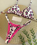 Printed women's bikini swimsuit with cotton lining in European style briefs