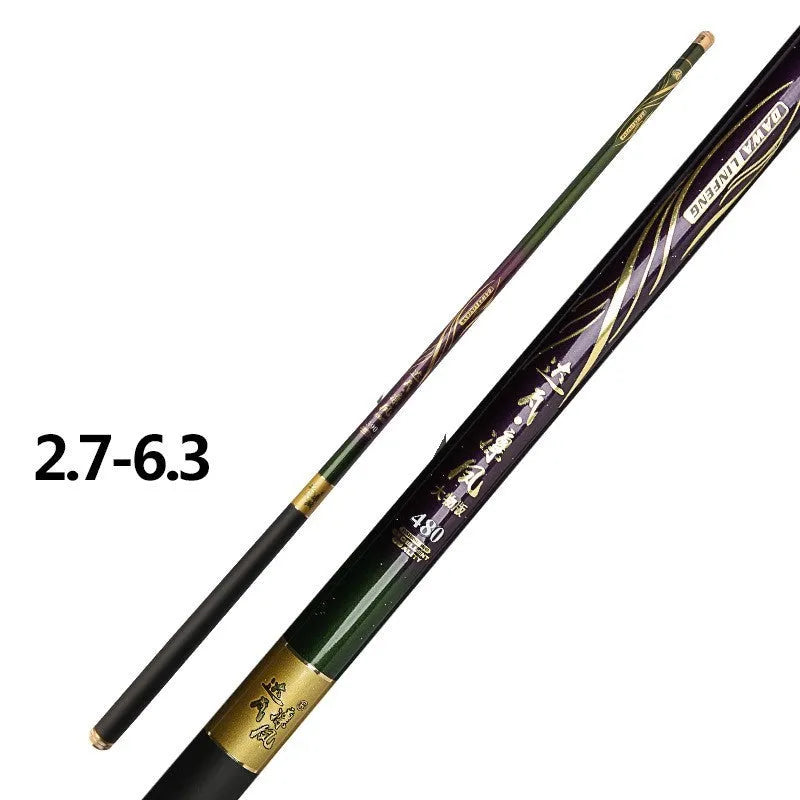 High carbon 7 section fishing rod, 81 g, 78 mm shrunken length, super hard 6H19 tune stream rod.