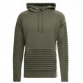 Men's long sleeve pleated stripes hoodie in Odell polyester fabric, black colour, front view