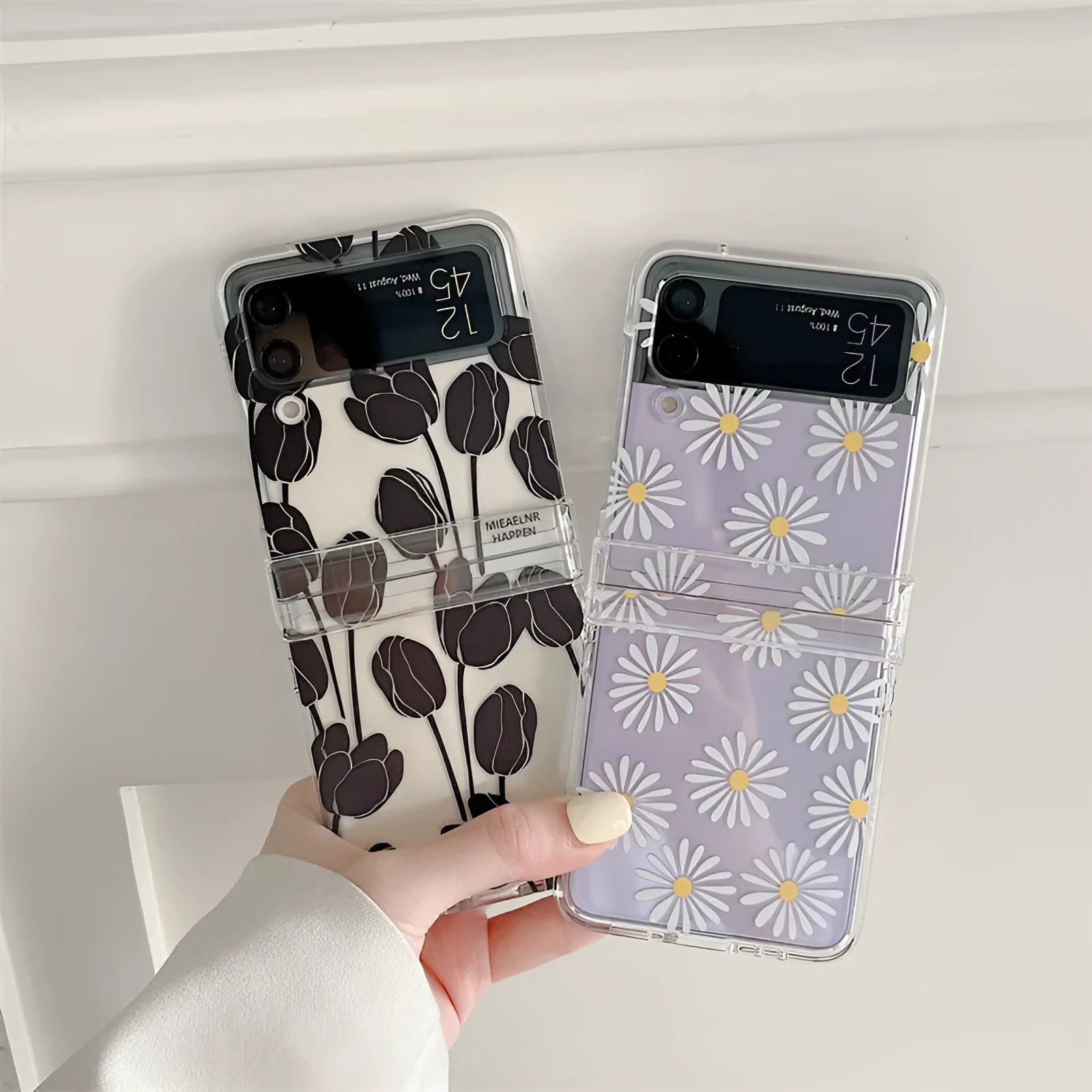 Flower design phone case for Samsung Galaxy Z Flip folding screen smartphone