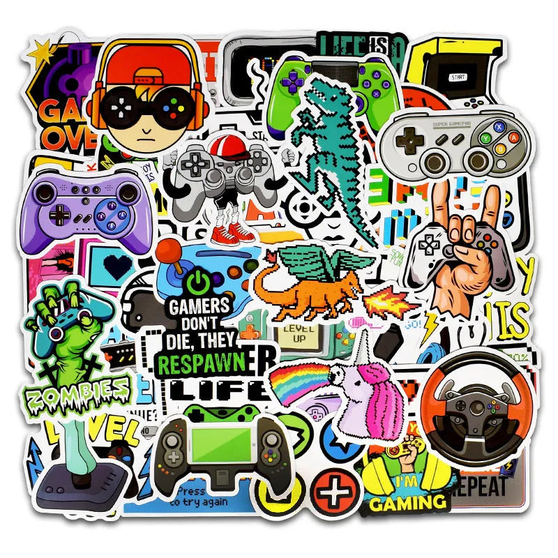 Nostalgic game console graffiti stickers set of 50 PVC waterproof removable decals for laptop suitcase skateboard