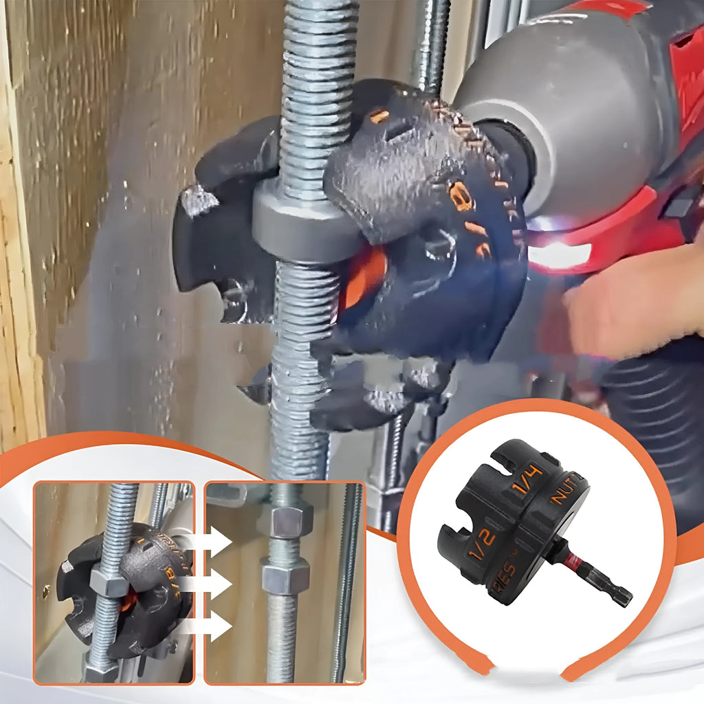 Plastic nut removal bolt extractor tool, single drill accessory for quick removal of nuts and bolts