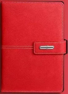 A5 notebook with PU leather cover in multiple colour options including red, green, blue and black
