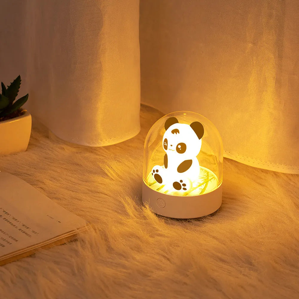 3D panda LED night light, USB rechargeable table lamp, 80x80x110mm, PC lampshade, ABS holder, Pink or White