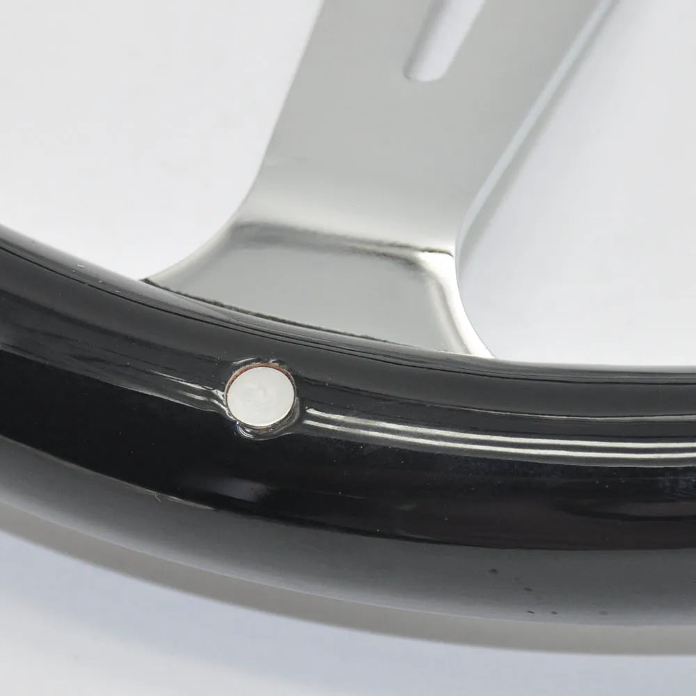 15-inch black electroplated wooden steering wheel for classic cars with six-hole mounting pattern