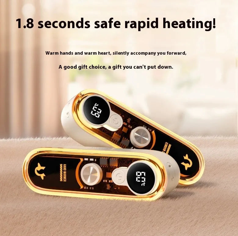 Magnetic hand warmer rechargeable USB compact portable fast charging in milky white