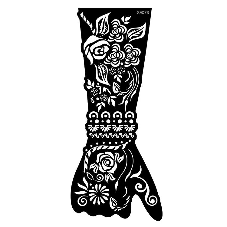 Geometric hollow template tattoo stickers showing intricate paper carving designs for stencilling
