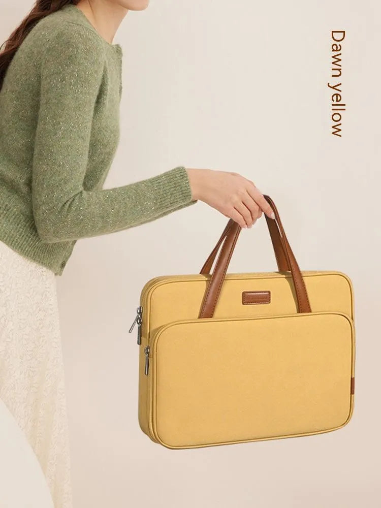 Waterproof Oxford cloth laptop bag handbag in cold sand colour, soft handle, size for 15/15.6/16 inch laptop