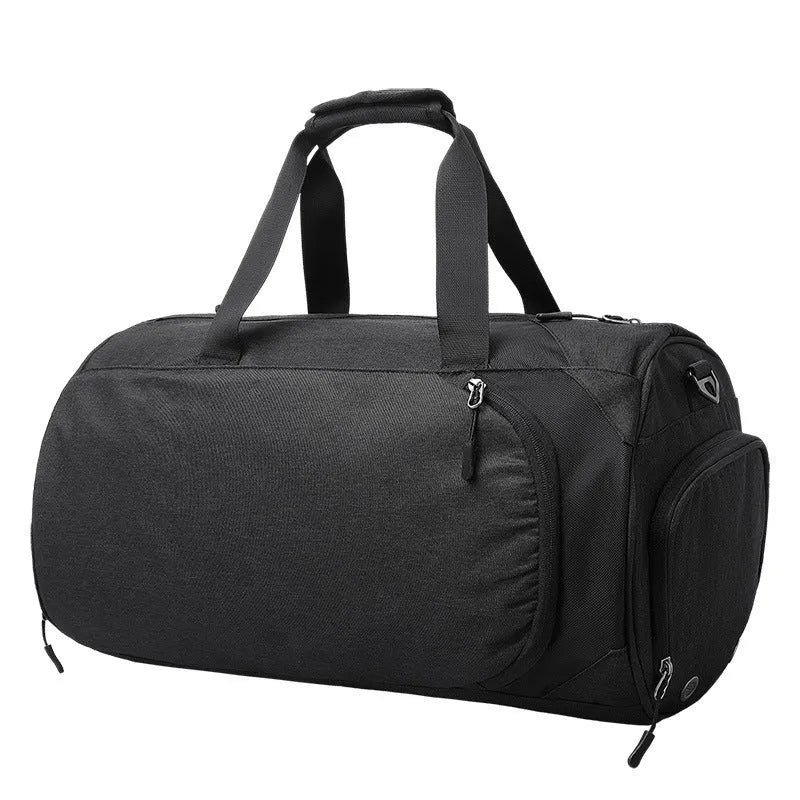 Medium oval travel bag in light grey with internal organiser pouches and a soft handle.