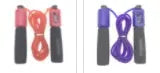 3-metre long PVC-coated skipping rope with blue foam handles on a white background