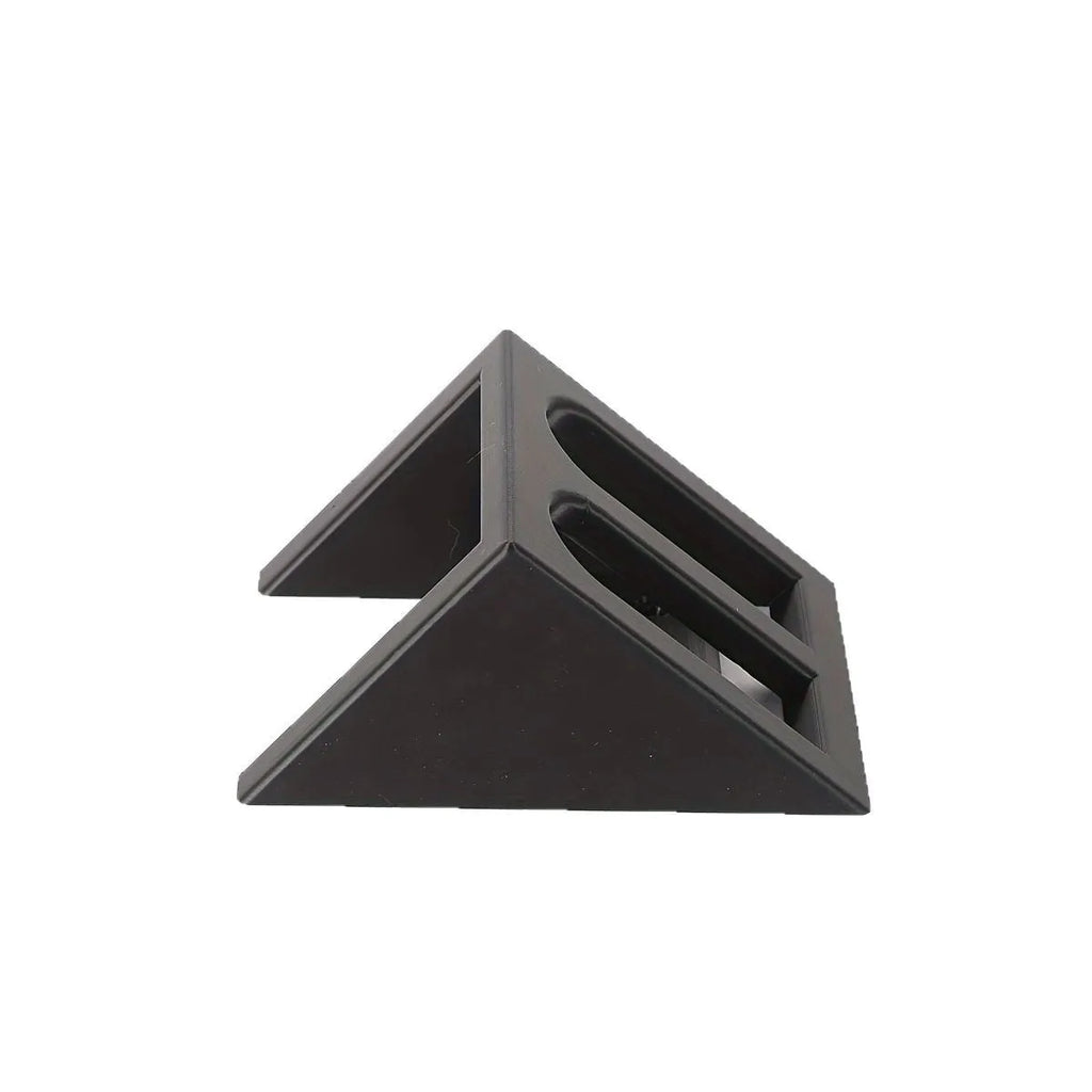 Black plastic punk-style pistol stand for replica firearm display